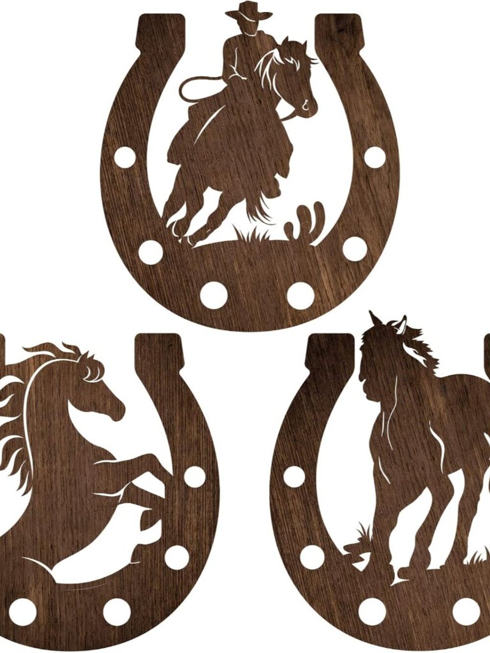 3 Pcs Horseshoe Wall Art Decor, Wooden Western Wall Decor for Home